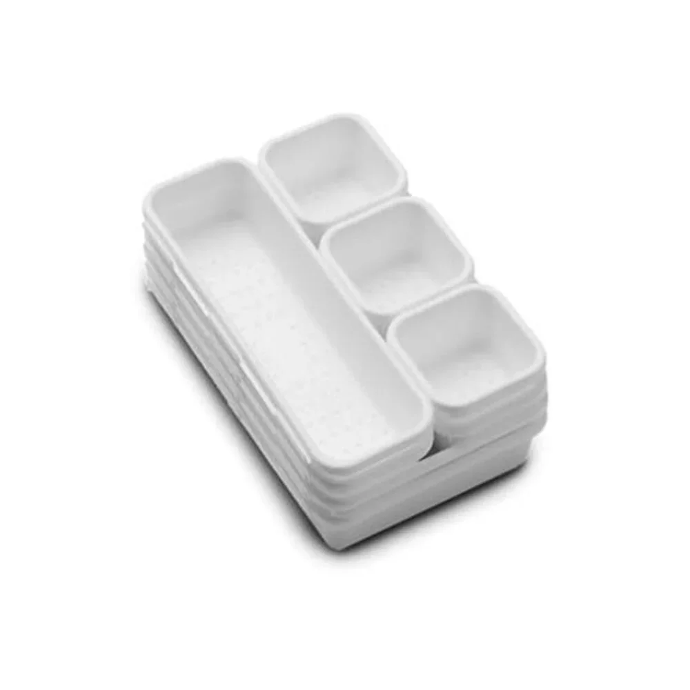 8 Piece Drawer Organizer Interlocking Storage Bins Modular Desktop Kitchen Offic